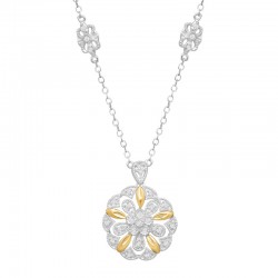 1/5 ct Diamond Flower Medallion Necklace