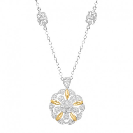 1/5 ct Diamond Flower Medallion Necklace