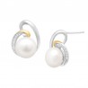 Pearl & 1/10 ct Topaz Stud Earrings