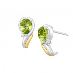 1/2 ct Peridot Earrings with Diamonds